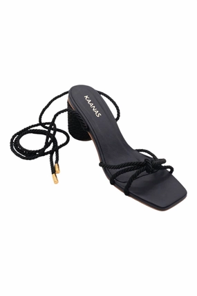 Frida Knotted Heel Sandal In Black