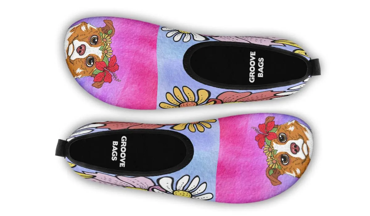 Fun Floral Australian Shepard Aqua Barefoot Shoes