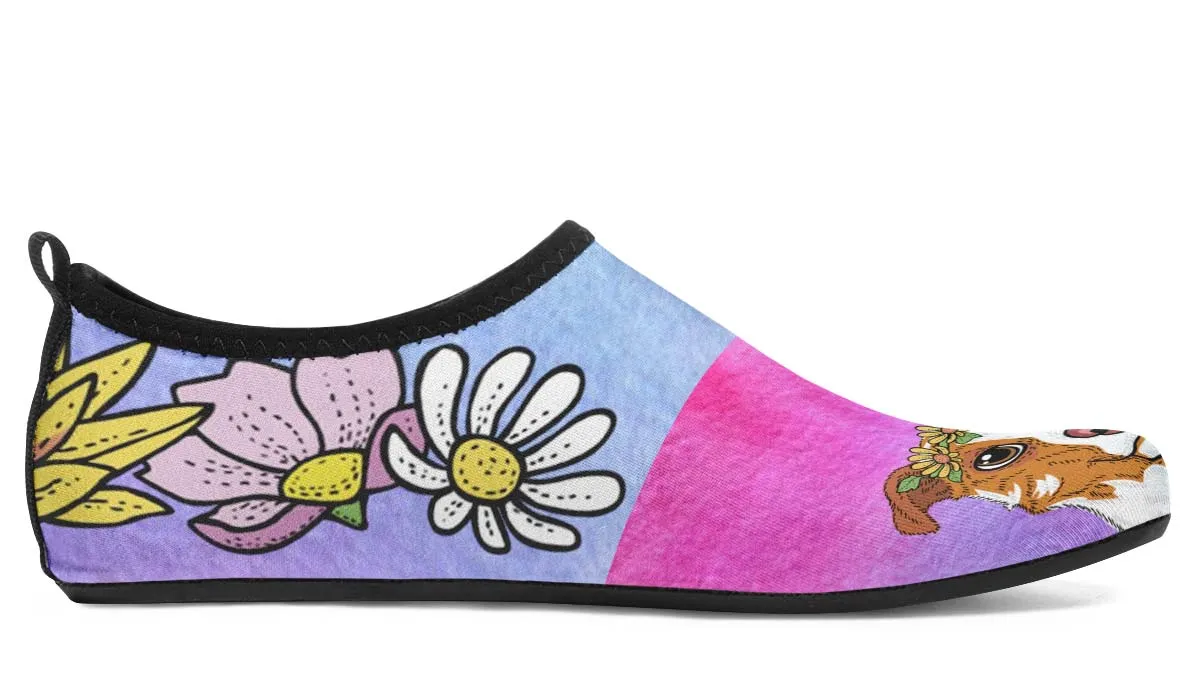 Fun Floral Australian Shepard Aqua Barefoot Shoes