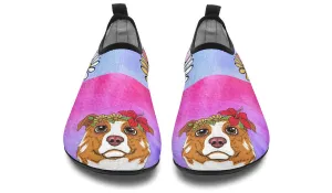 Fun Floral Australian Shepard Aqua Barefoot Shoes