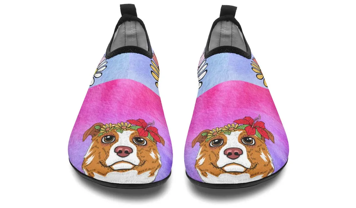Fun Floral Australian Shepard Aqua Barefoot Shoes