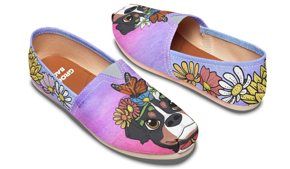 Fun Floral Bernese Mountain Casual Shoes
