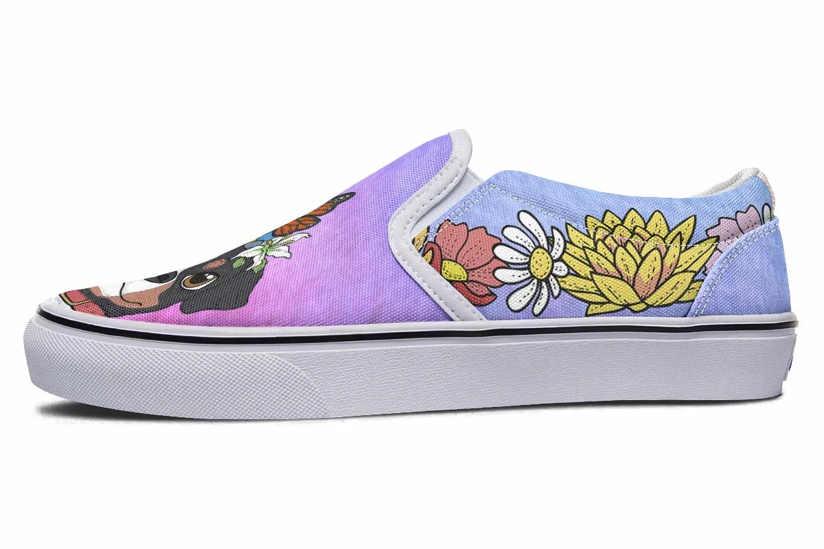 Fun Floral Bernese Mountain Slip-On Shoes