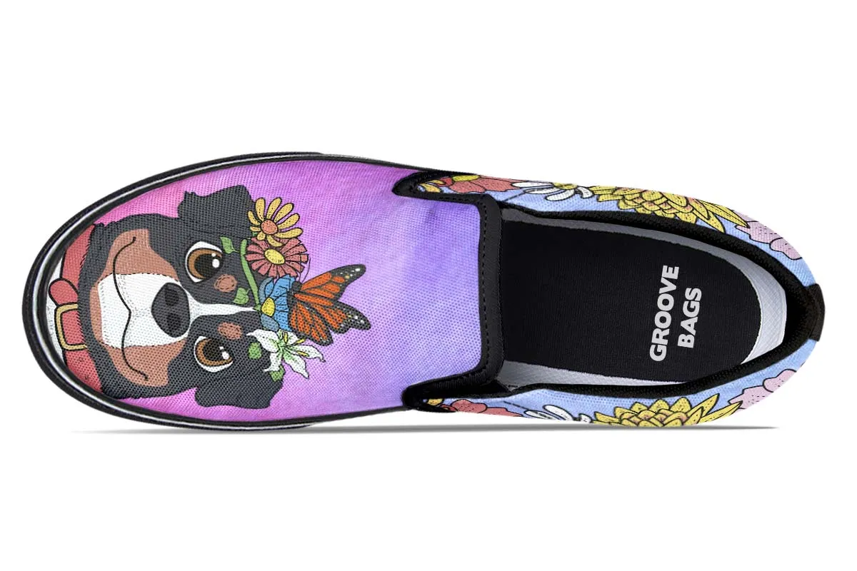 Fun Floral Bernese Mountain Slip-On Shoes