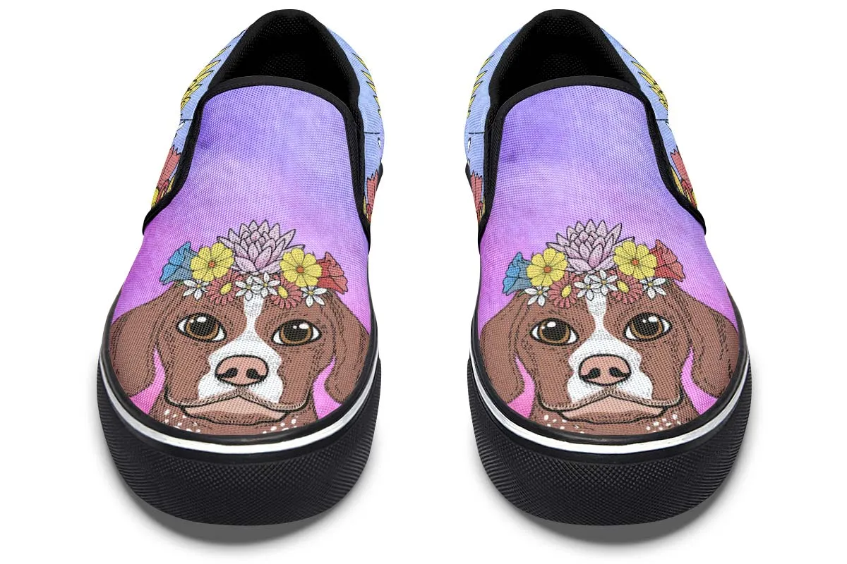 Fun Floral German Shorthair Slip-On Shoes