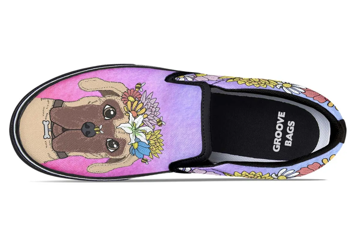 Fun Floral Great Dane Slip-On Shoes