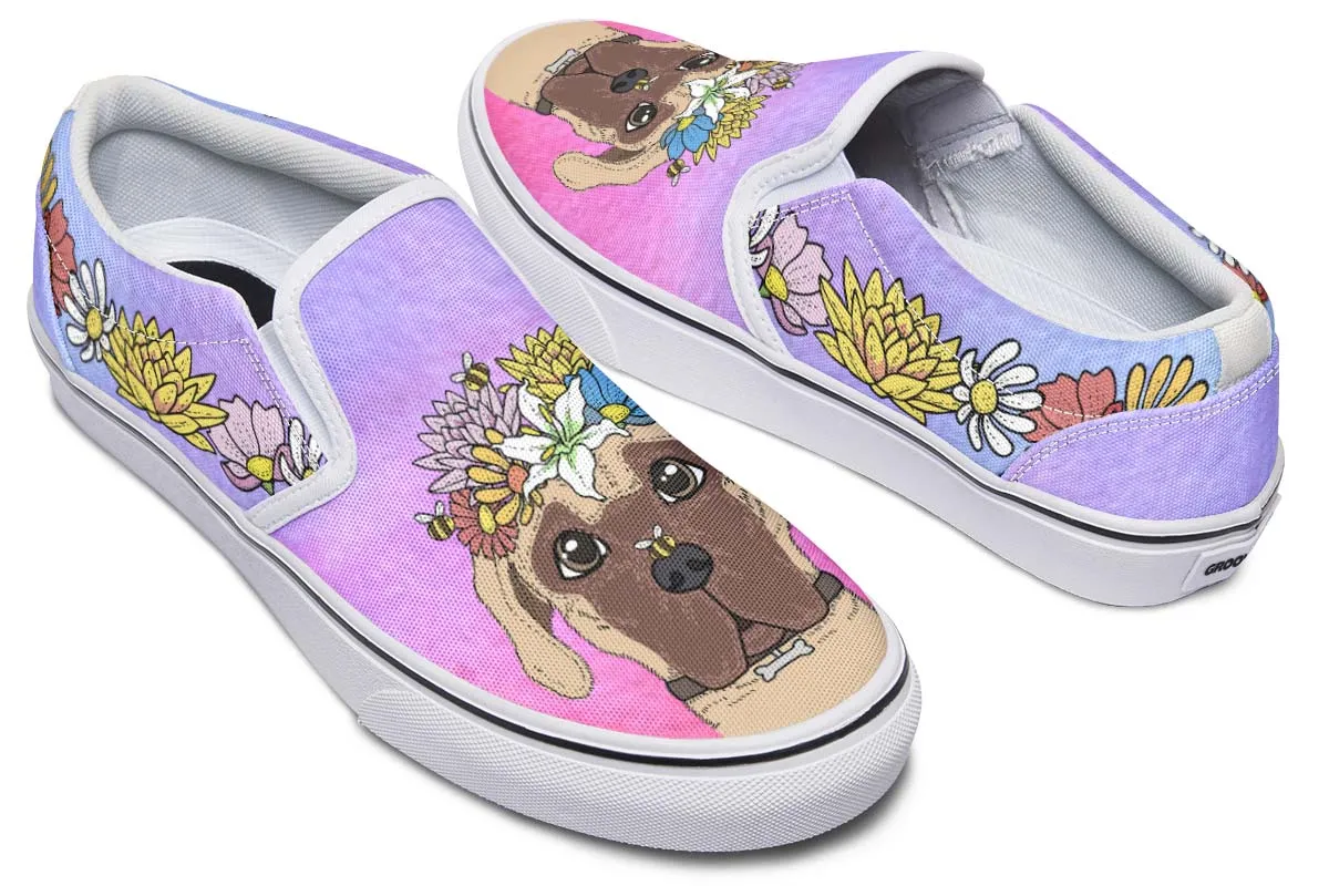 Fun Floral Great Dane Slip-On Shoes