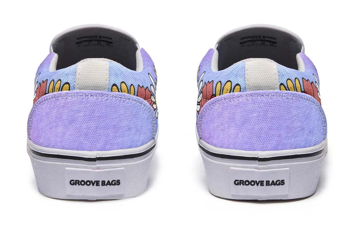 Fun Floral Shiba Inu Slip-On Shoes