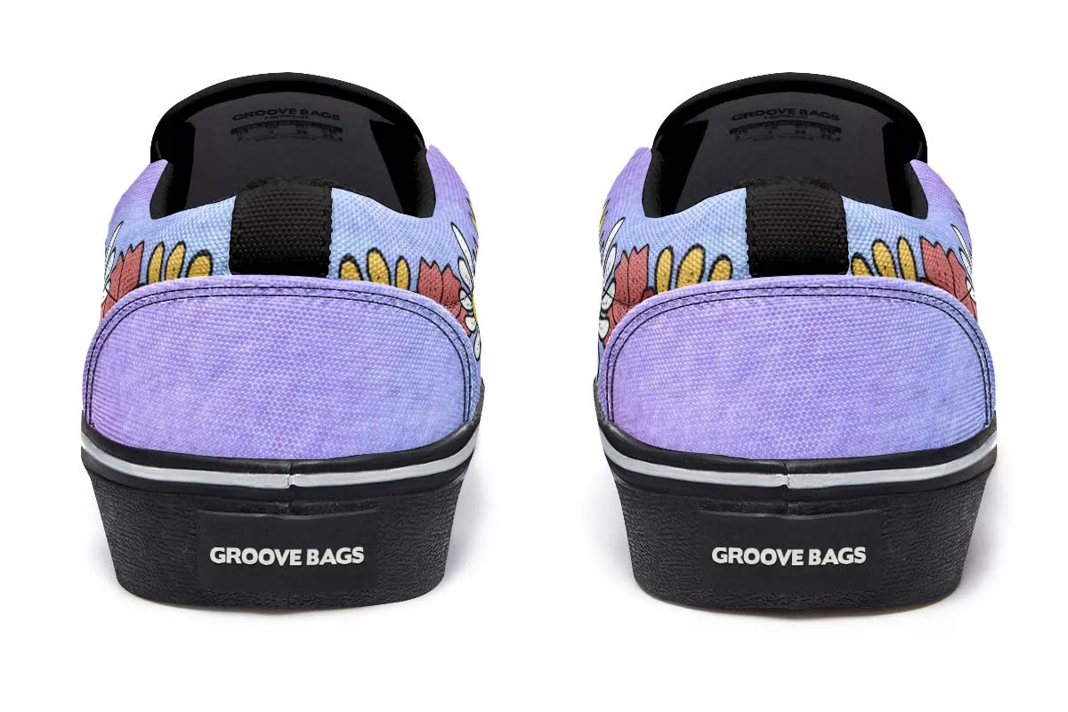 Fun Floral Shiba Inu Slip-On Shoes