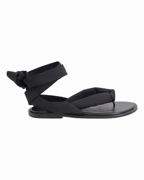 Ganni Puffy Wrap Sandals in Black Nylon