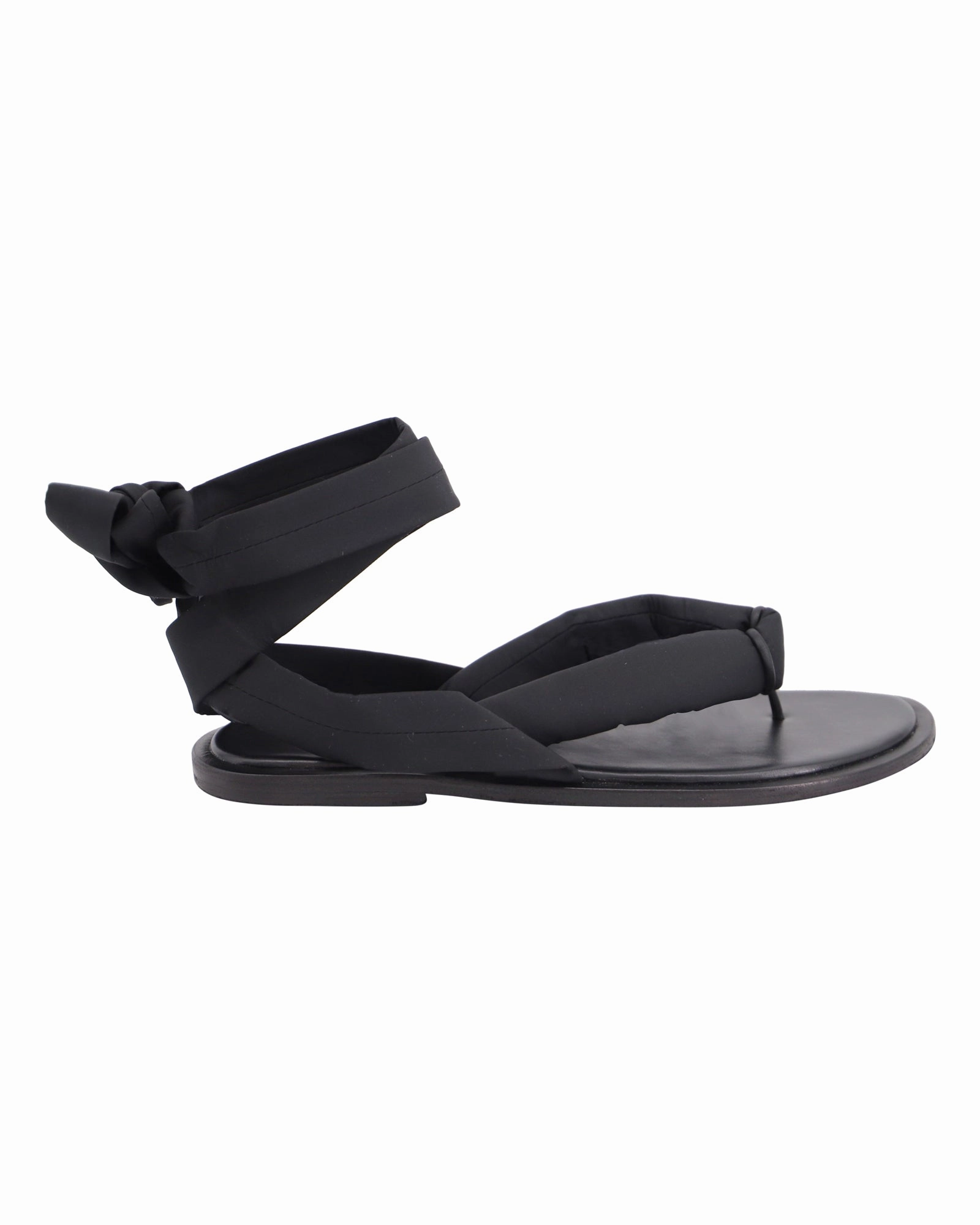 Ganni Puffy Wrap Sandals in Black Nylon