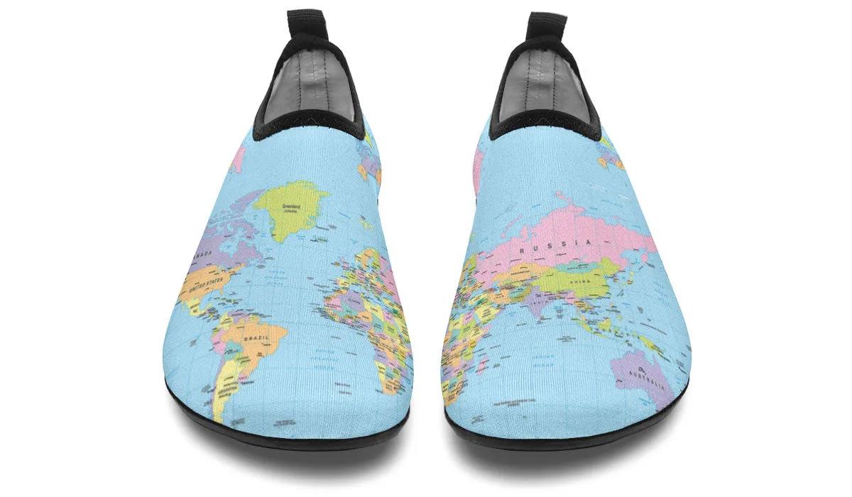 Geography Globe Aqua Barefoot Shoes