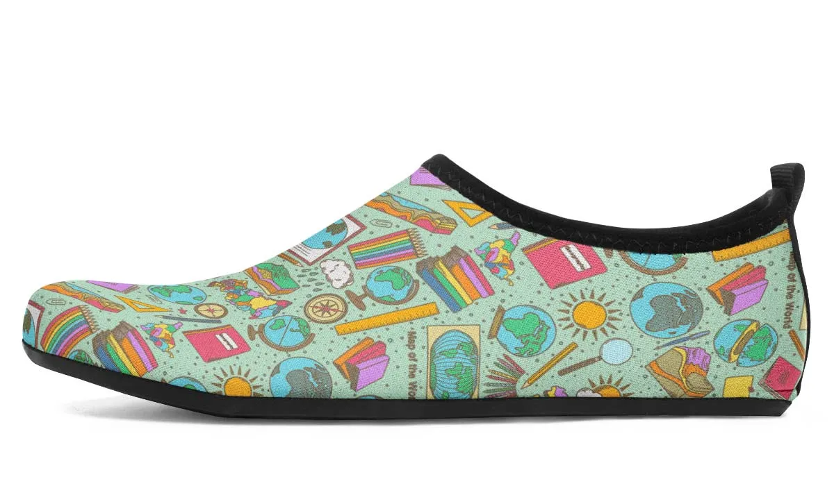 Geography Pattern Aqua Barefoot Shoes