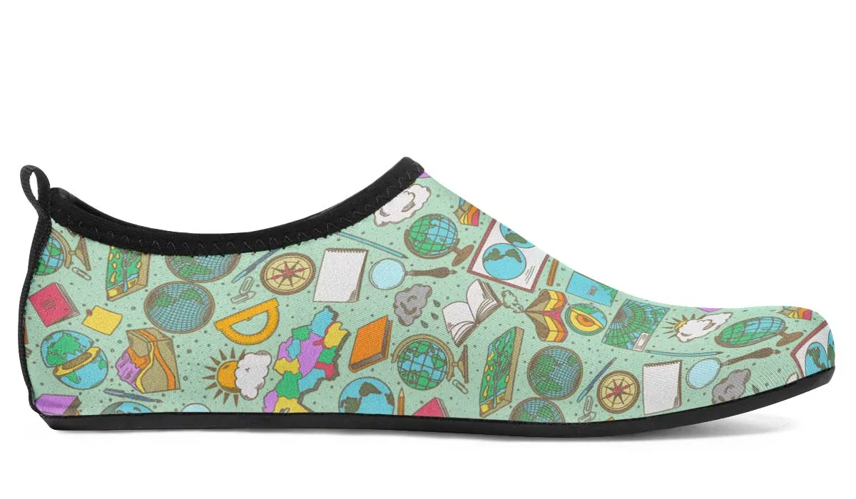 Geography Pattern Aqua Barefoot Shoes