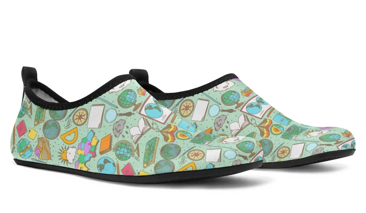 Geography Pattern Aqua Barefoot Shoes