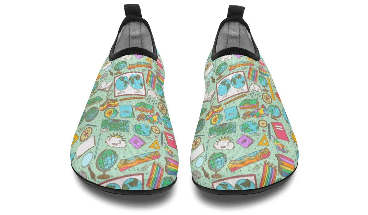 Geography Pattern Aqua Barefoot Shoes