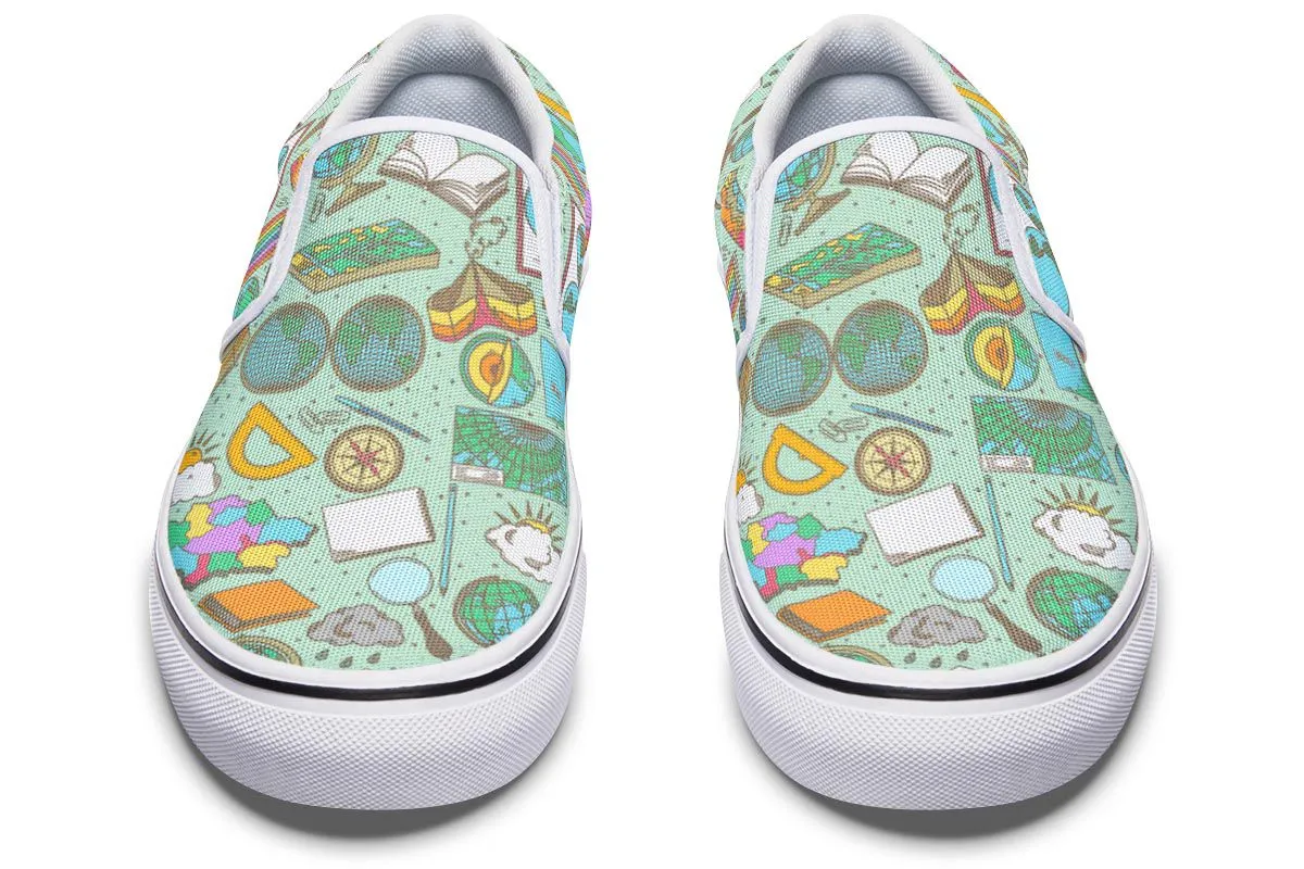 Geography Pattern Slip-On Shoes