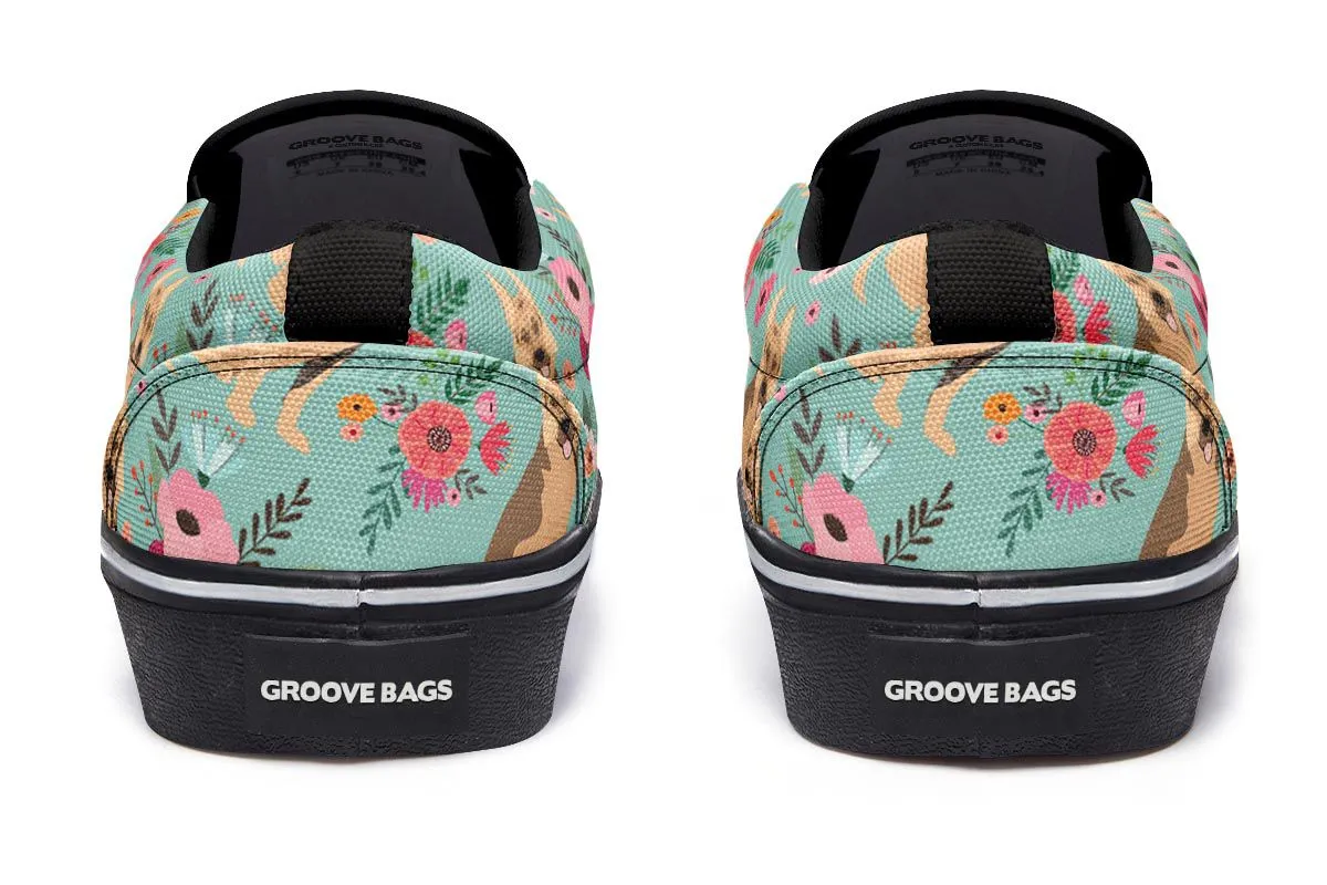 German Shepherd Flower Slip-On Shoes