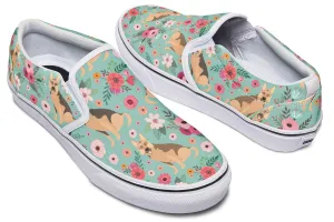 German Shepherd Flower Slip-On Shoes