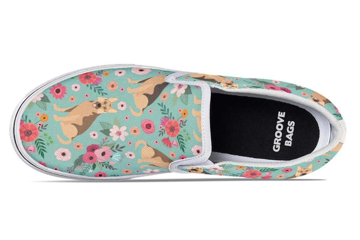German Shepherd Flower Slip-On Shoes