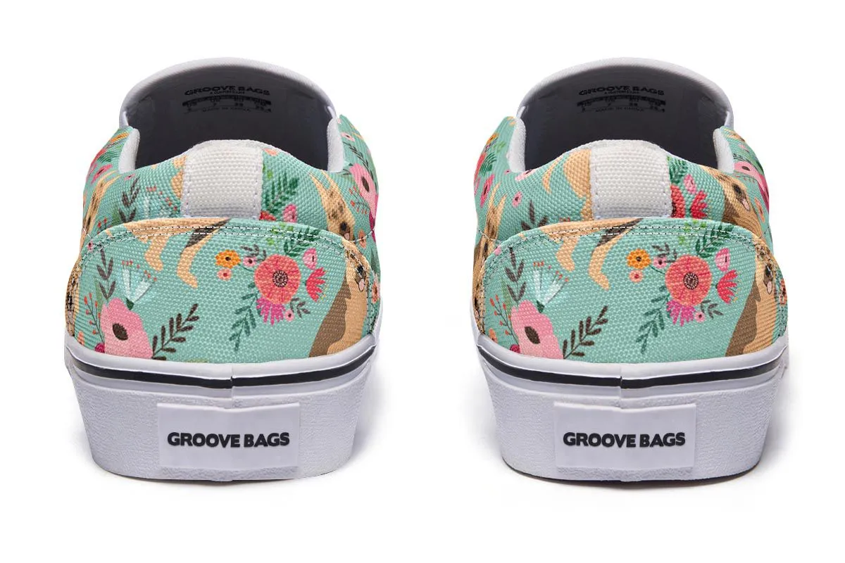 German Shepherd Flower Slip-On Shoes