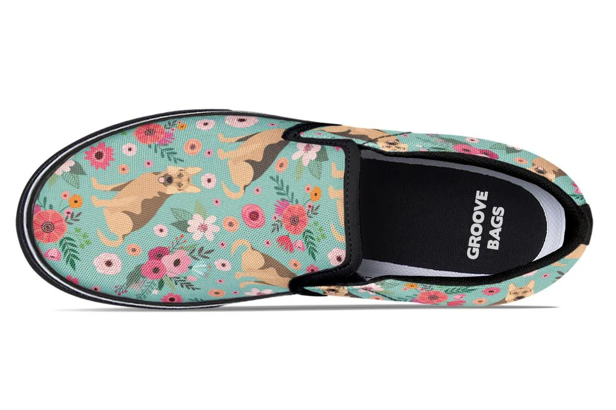 German Shepherd Flower Slip-On Shoes