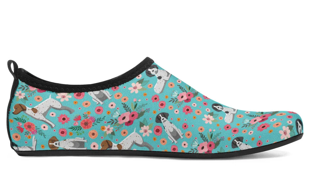 German Shorthaired Pointer Flower Aqua Barefoot Shoes