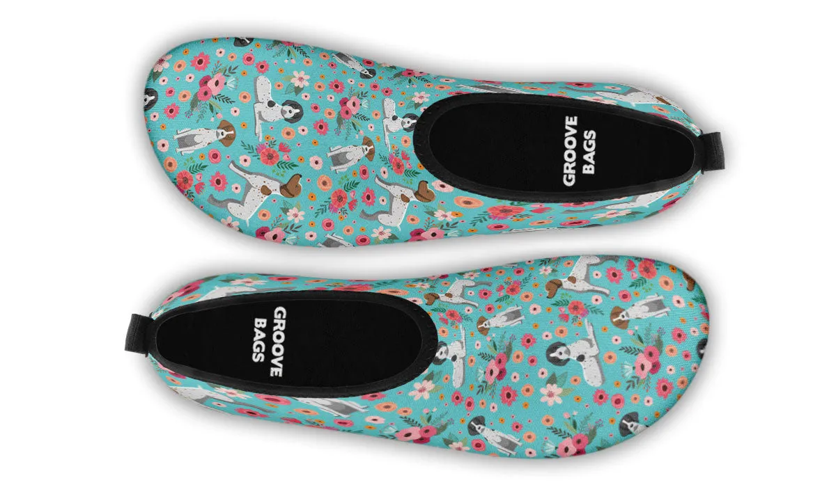 German Shorthaired Pointer Flower Aqua Barefoot Shoes