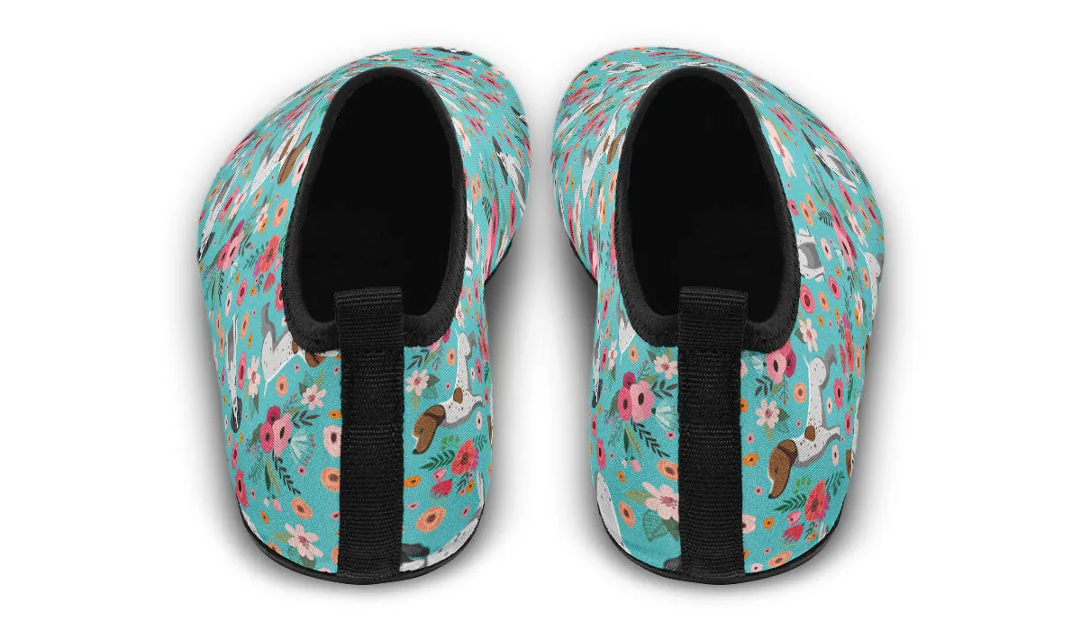 German Shorthaired Pointer Flower Aqua Barefoot Shoes
