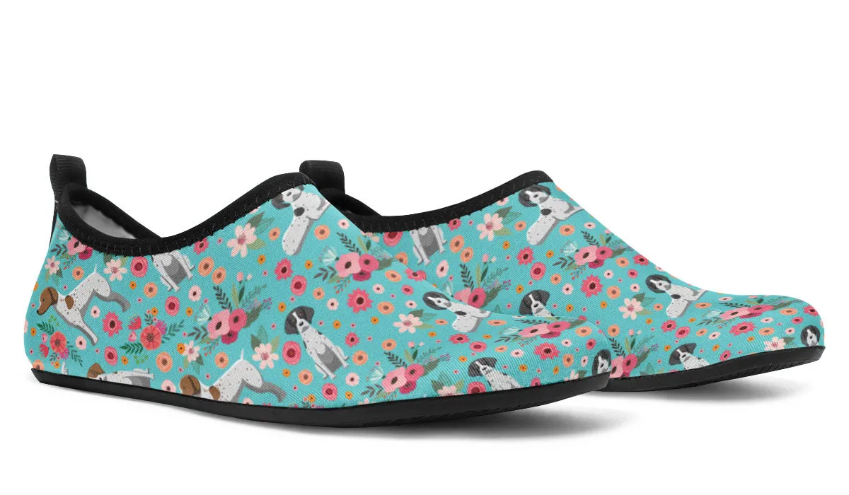 German Shorthaired Pointer Flower Aqua Barefoot Shoes