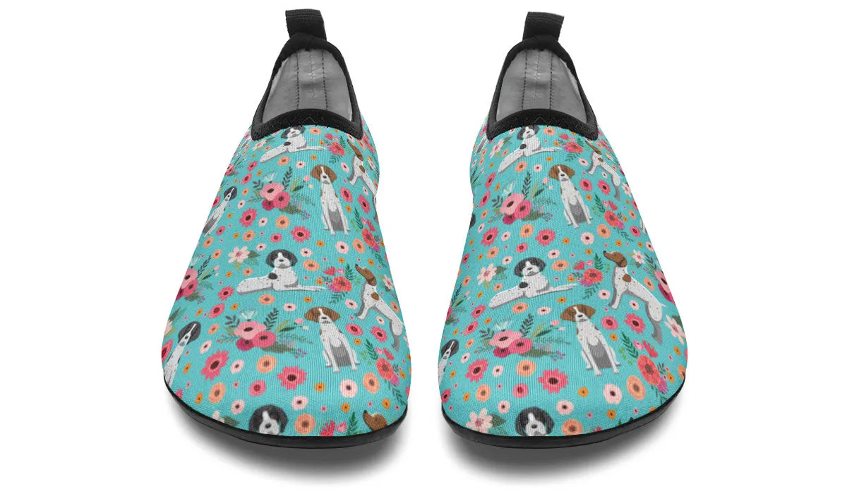 German Shorthaired Pointer Flower Aqua Barefoot Shoes