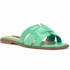 GERMANI3 Womens Cushioned Footbed Faux Leather Slide Sandals