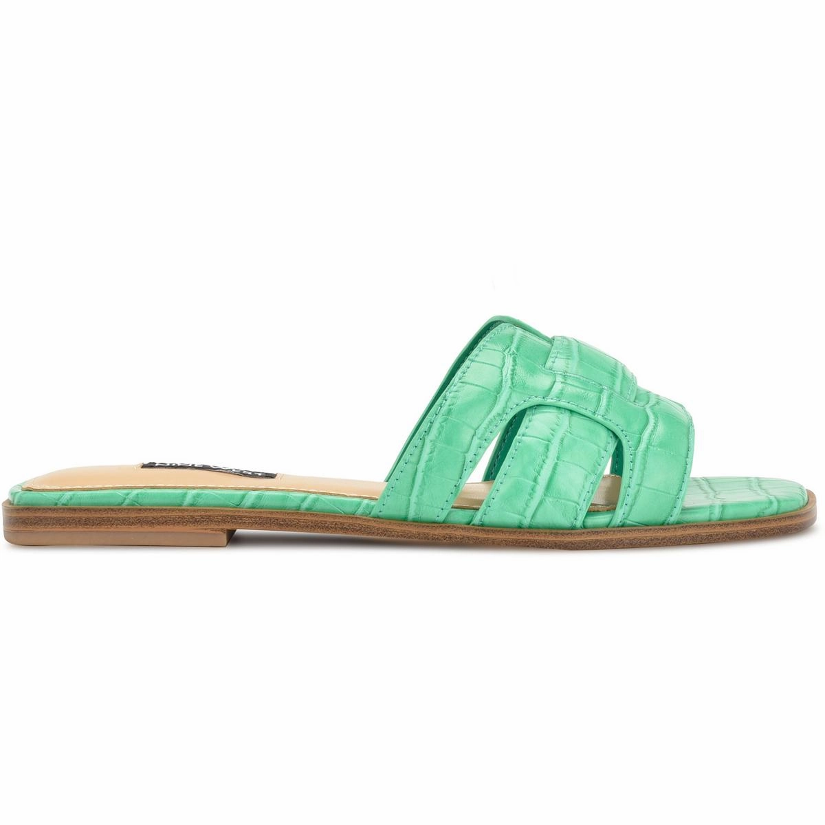 GERMANI3 Womens Cushioned Footbed Faux Leather Slide Sandals