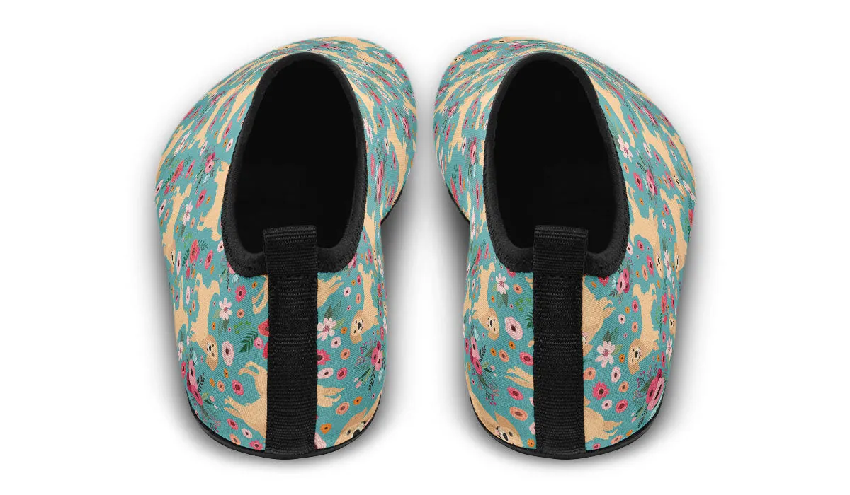 Golden Retriever Flower Aqua Barefoot Shoes