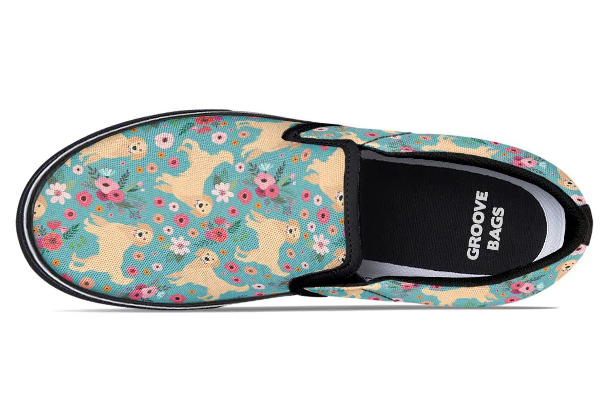 Golden Retriever Flower Slip-On Shoes