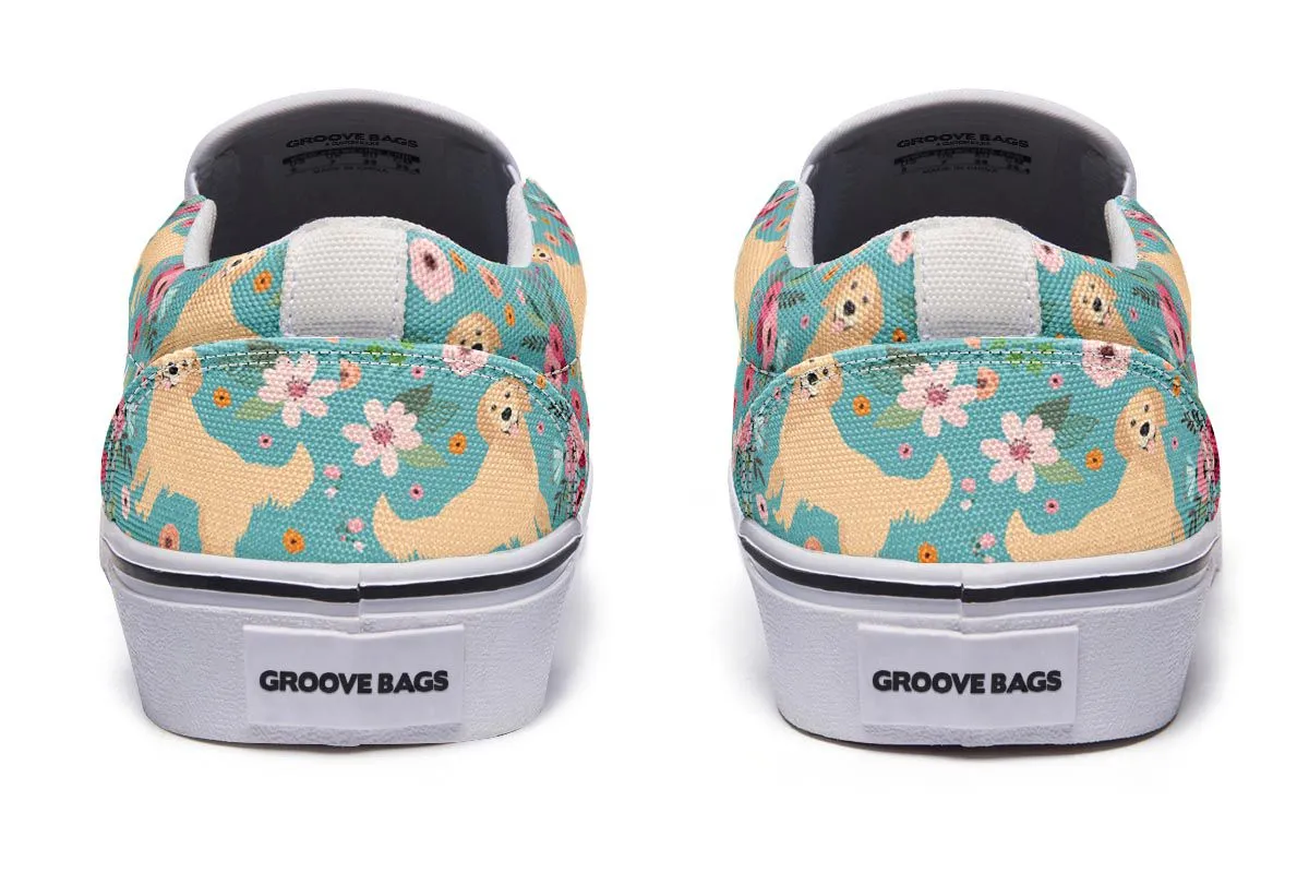 Golden Retriever Flower Slip-On Shoes