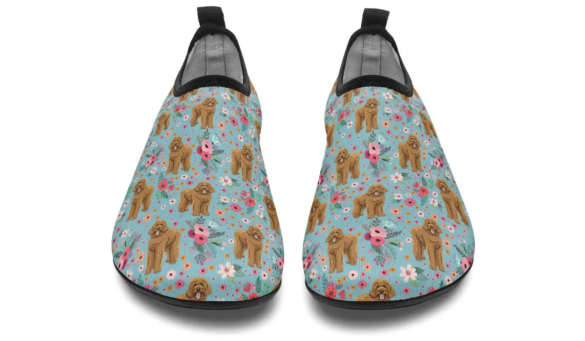 Goldendoodle Flower Aqua Barefoot Shoes