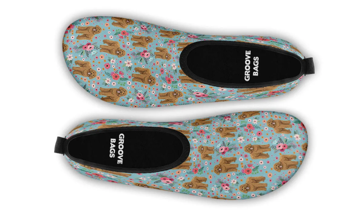 Goldendoodle Flower Aqua Barefoot Shoes