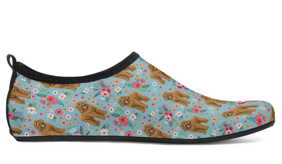 Goldendoodle Flower Aqua Barefoot Shoes