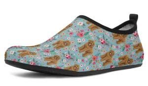 Goldendoodle Flower Aqua Barefoot Shoes