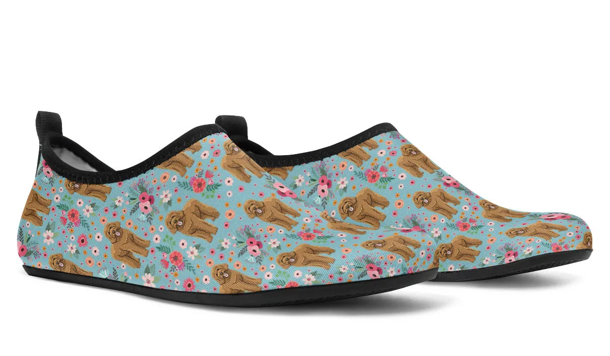 Goldendoodle Flower Aqua Barefoot Shoes