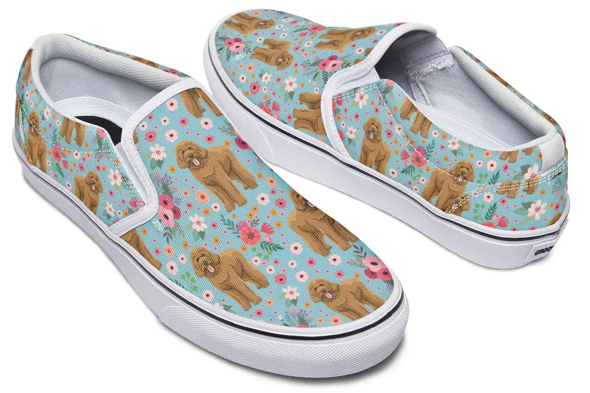 Goldendoodle Flower Slip-On Shoes