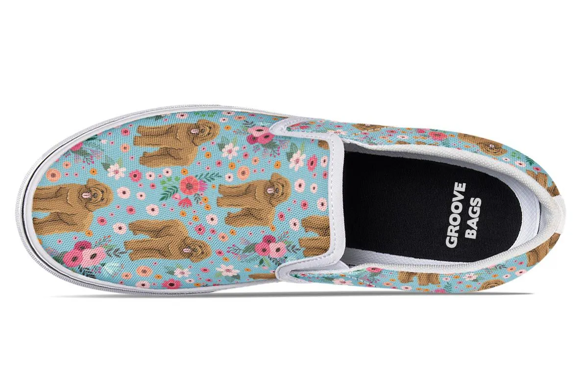 Goldendoodle Flower Slip-On Shoes
