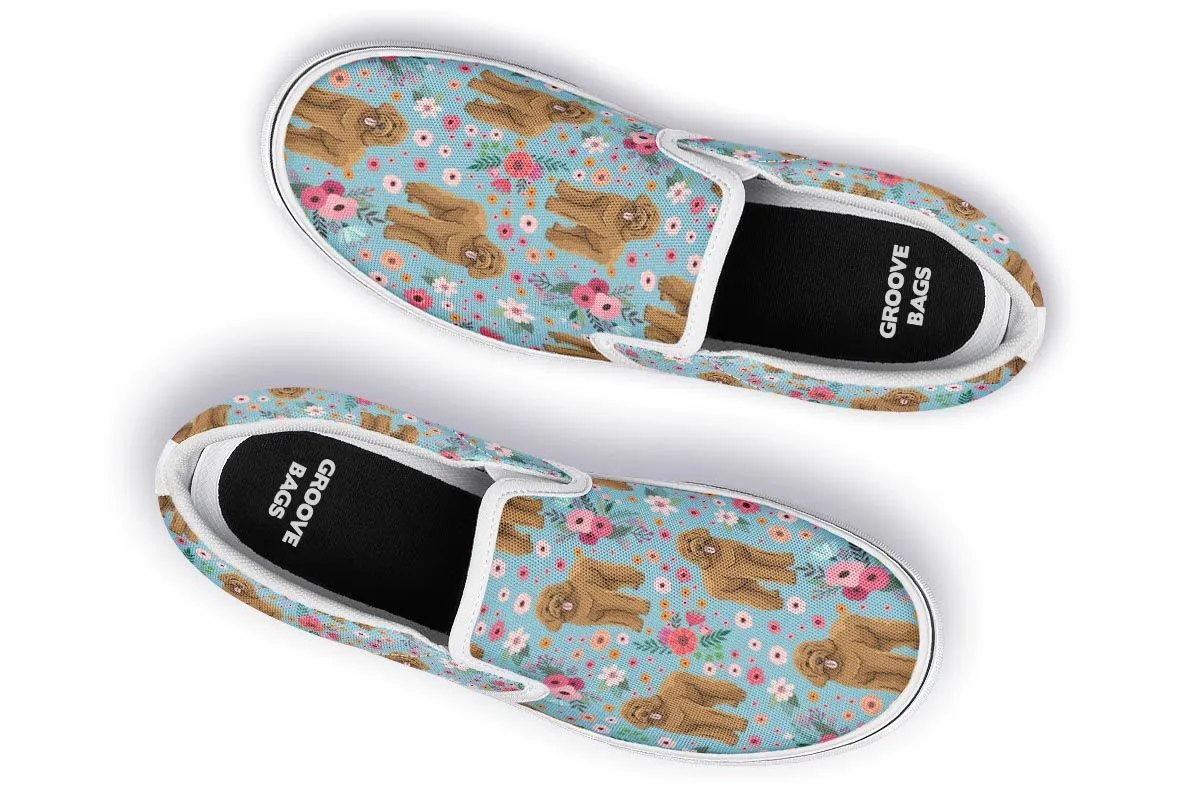 Goldendoodle Flower Slip-On Shoes