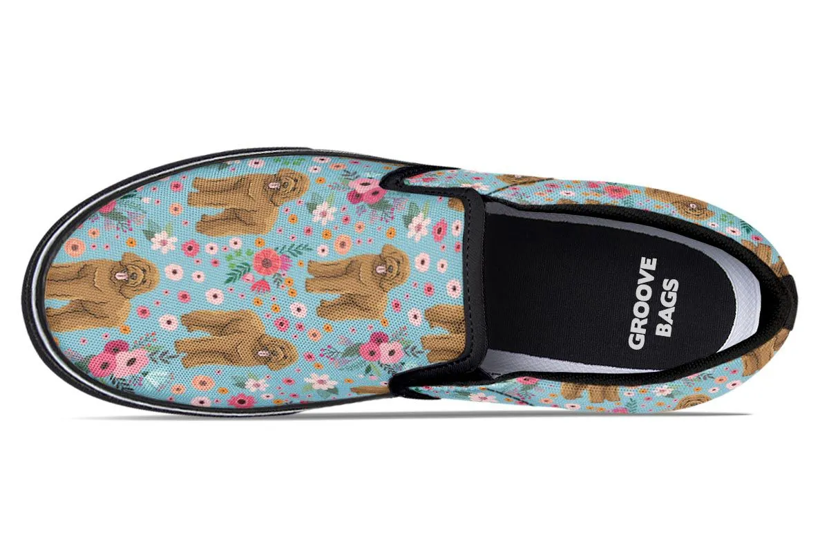Goldendoodle Flower Slip-On Shoes
