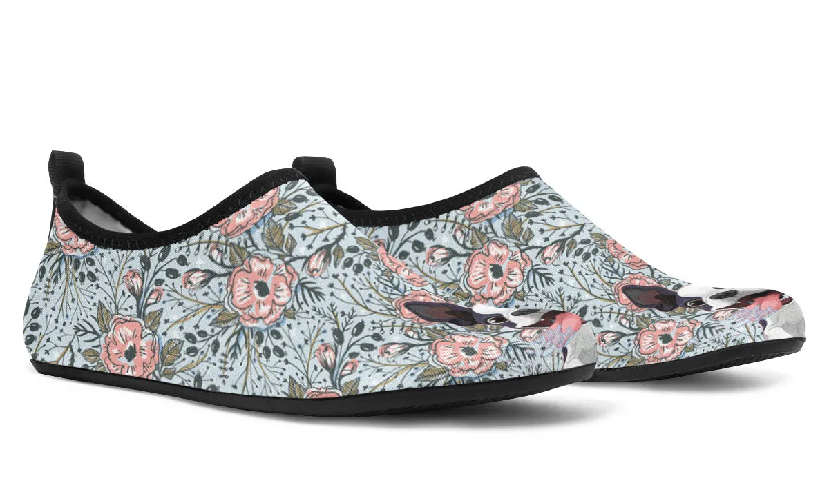 Goofy Boston Terrier Aqua Barefoot Shoes