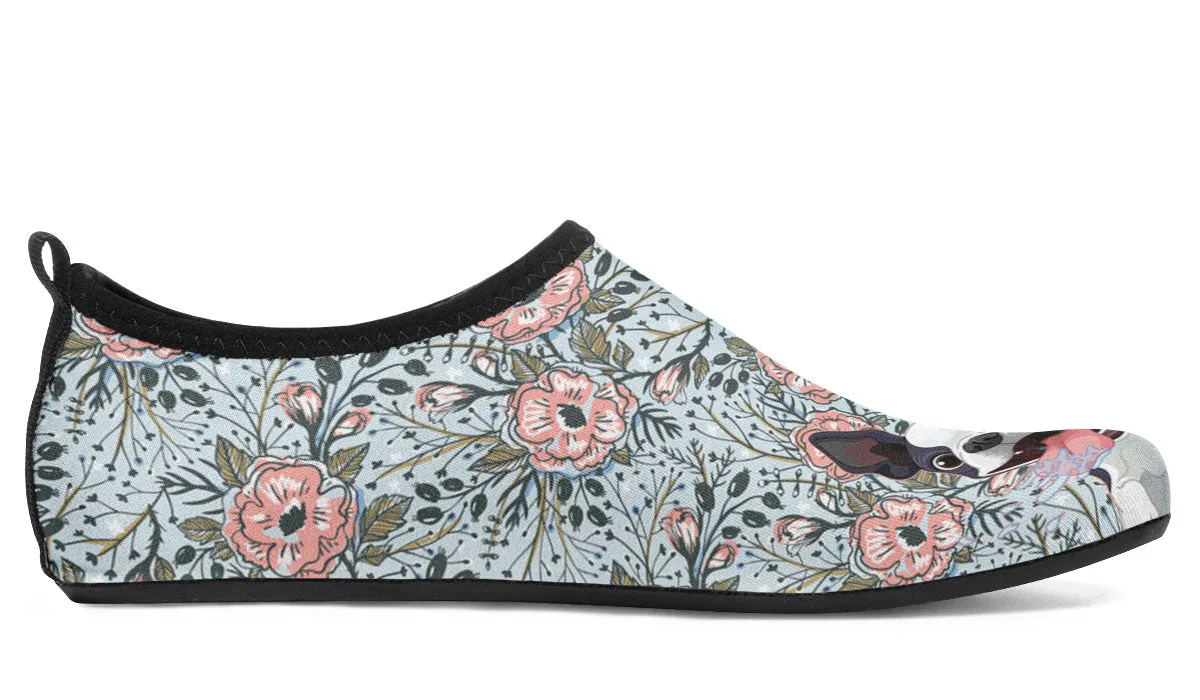 Goofy Boston Terrier Aqua Barefoot Shoes