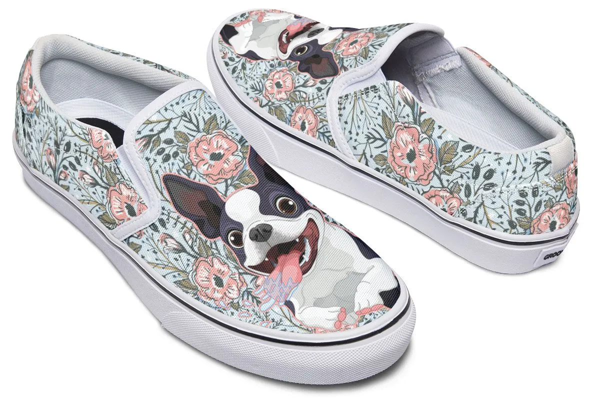 Goofy Boston Terrier Slip-On Shoes