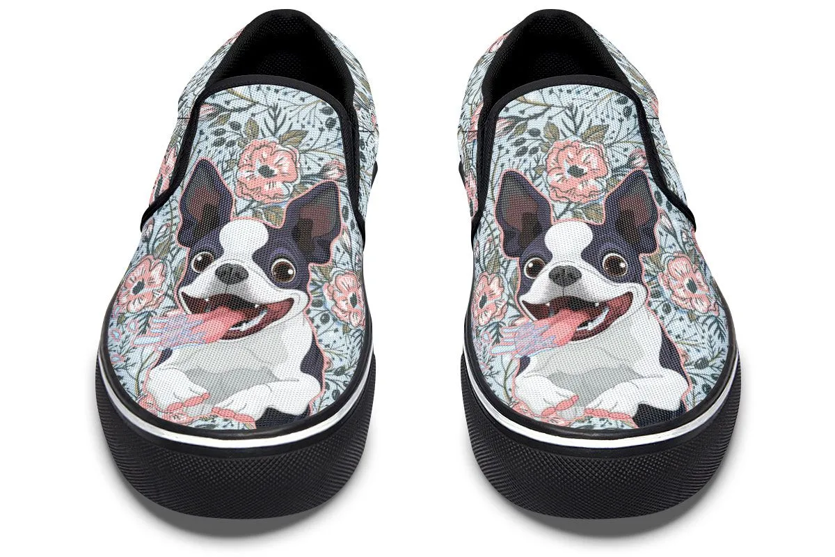 Goofy Boston Terrier Slip-On Shoes