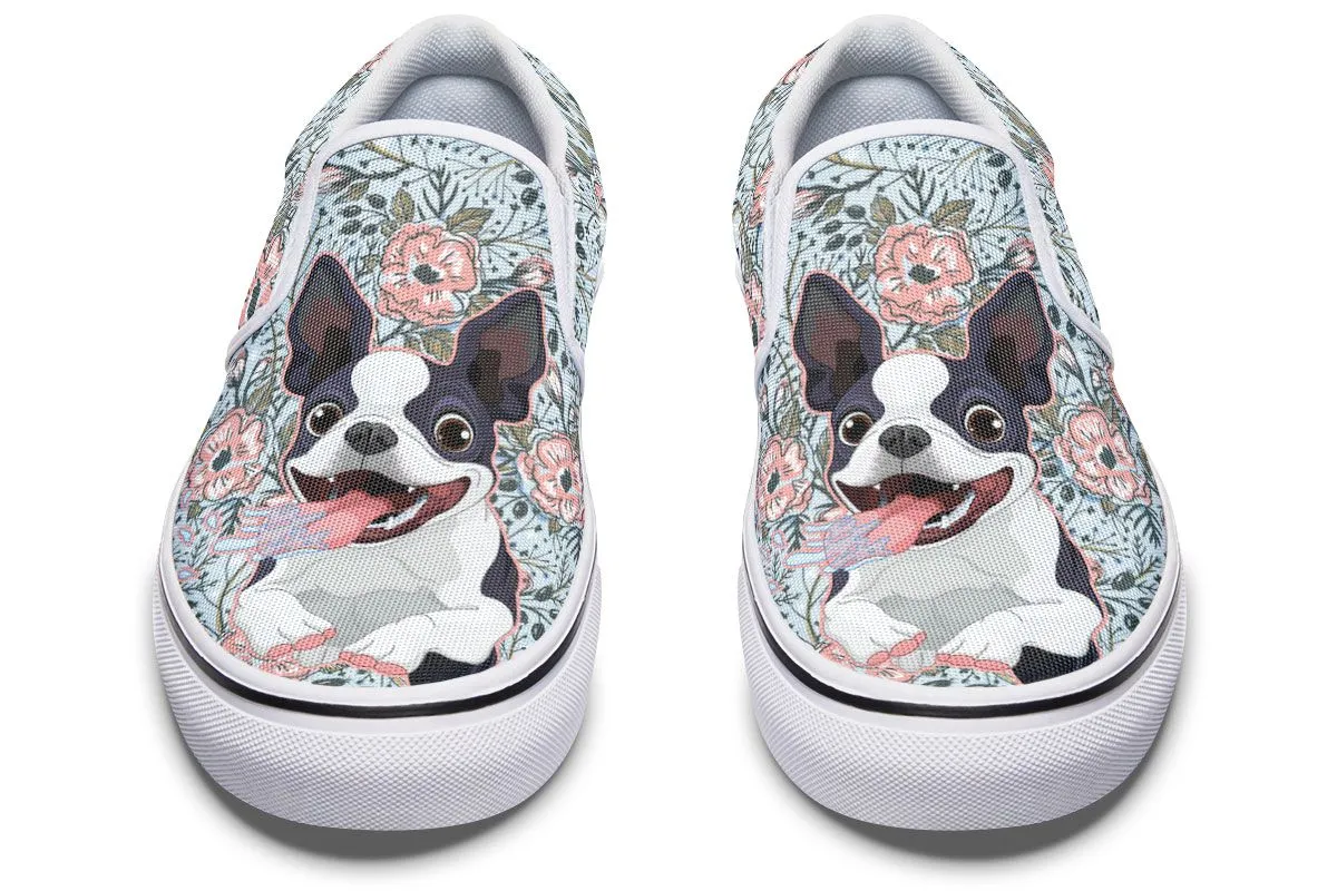 Goofy Boston Terrier Slip-On Shoes